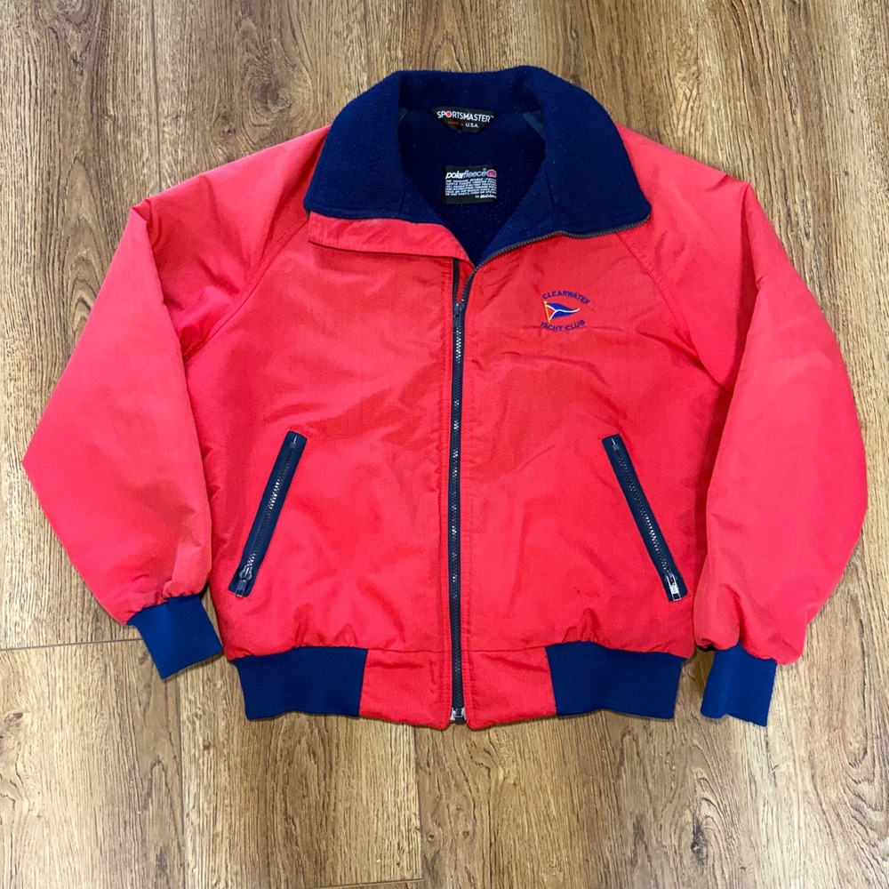 VTG Sportsmaster USA Polar Fleece Jacket Clearwater Yacht Club Mens M Unisex 90s